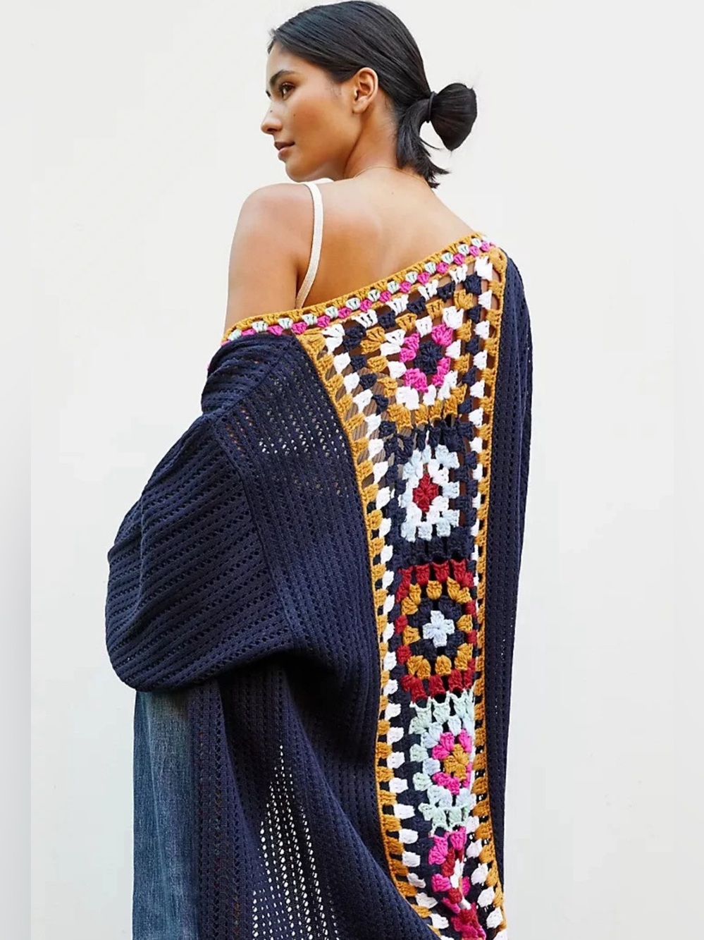 ANTHROPOLOGIE Square Crochet-Trimmed Duster Kimono